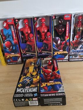 Marvel Spider-man Titan Hero Series Figures Lot of 7 Wolverine Miles Scarlet Mov